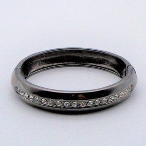 Vintage Kenneth Cole Black and Rhinestone Hinged Bracelet